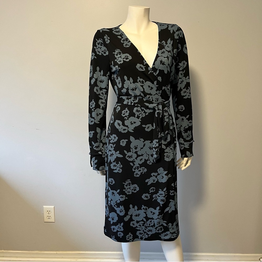 Elegant Black Floral Wrap Dress